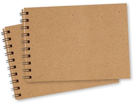 Primus Print Kreativblock Zeichenblock Skizzenbuch Journal - A5 148x210 - Spiralbindung - Kraftpapier - 50 Blatt - blanko (Querformat - 2 Stück)