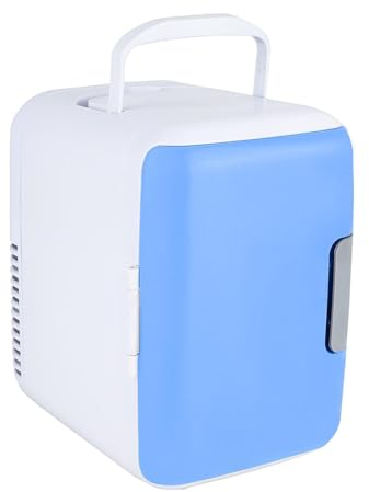 Mini Refrigerator 4L 6 Can Small Fridge Compact Portable Cold Room Low Noise Refrigerator for Cosmetics Food Bedroom Office Travel (Blue)