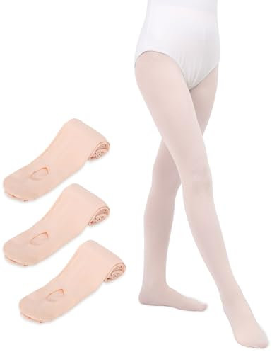 MYSSUCI Lot de 3 Collant Danse Classique Fille Femmes 90 Denier Legging Danse Fille avec Trous pour Ballet, Yoga, Gymnastique (Rose,M)