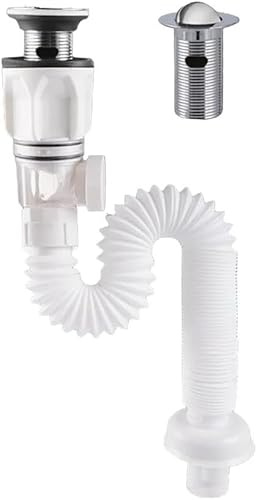 YUETTYY Tubo di drenaggio deodorante per lavabo, set di tubi di scarico, tubo di scarico per lavabo a parete, fila orizzontale per fognature, tubo di scarico a parete telescopico dritto flessibile 300
