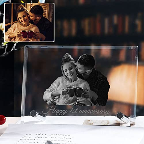 SHKINETARRY Personalisierter Kristall-Fotorahmen, individuell gravierter Kristall-Bilderrahmen, personalisierte Erinnerungsfotogeschenke für Geburtstag, Valentinstag, Weihnachten