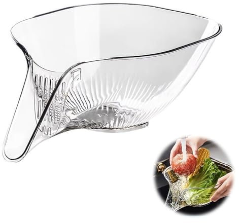 SoeUyd Scolapasta Plastica, Cestello di Scarico Multifunzionale, Cestello di Scarico con Beccuccio, Cestello Scolapasta da Cucina Trasparente per Lavare o Conservare Frutta e Verdura