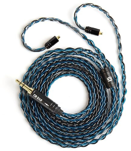 KBEAR ST12 MMCX IEM Kabel, In-Ear-Monitor-Ersatz-Kopfhörerkabel, 8-adrig, 4N OFC, versilbertes HiFi-Kopfhörerkabel-Verlängerungskabel für TIN Audio T2 T3 Shure Kopfhörer (schwarz-blau, MMCX 3,5 mm)