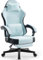 Dowinx Gaming Chair with Footrest, Gaming Chair for Adults, Ergonomic Gaming Chair with Pocket Spring Cushion and Massage Lumbar Support, High Back Fabric Video Game Chair Office, Aqua