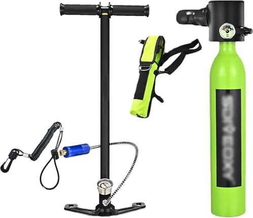 GWWBD Mini cylindre de plongée, mini réservoir de plongée, ensemble d'équipement de plongée sous-marine de 0,5 l, bouteille d'oxygène, petite bouteille d'oxygène avec pompe à main pour la plongée