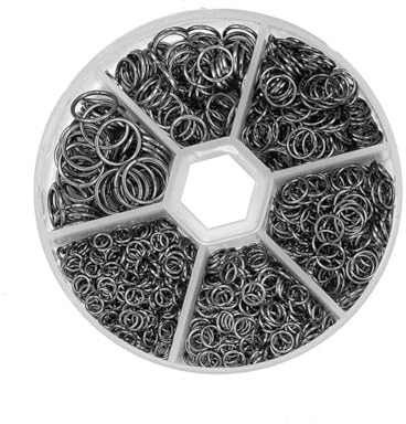 Wisafory 970 Stück Biegeringe Set Schmuckzubehör mit Sortierbox DIY Schmuck | Verschiedene Größen, Metall Sprungringe, Schmuck basteln, Armbänder, Halsketten, Ohrringe, Schlüsselanhänger, Gun Black