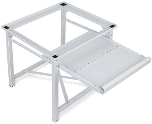 Waschmaschinen Untergestell für Trockner Sockel aus Metall inkl. Ausziehablagen, max. 150kg, 60 x 56 x 52 cm, Stabiler Unterbau Sockel Rutschfest Podest Erhöhung, Weiß
