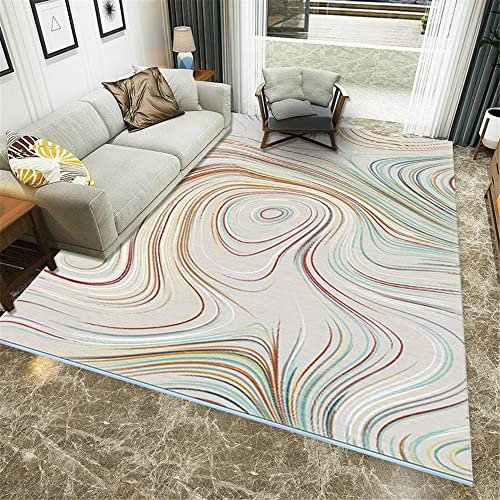DJHWWD Teppich Flach blau Wohnzimmer Teppichs gewebter Salon braun gestreift abstrakt modern strapazierfähig teppiche 120X200CM Für Balkon Kinderteppich Junge