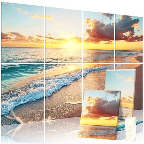 AUSLET 8 Pack Art Acoustic Panels, Decorative Sound Absorbing Wall Art
