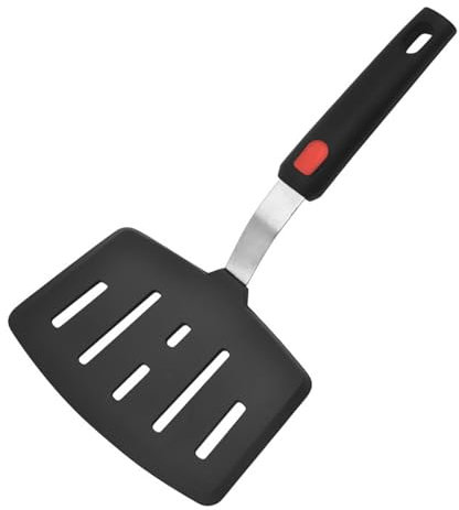 CLKE Silicone Fish Spatula Turner, Heat-Resistant Fish Slice Spatula for Nonstick Pans, Flexible Cooking Spatula for Omelettes, Pancakes, Burgers, Pizza, Eggs (Black)