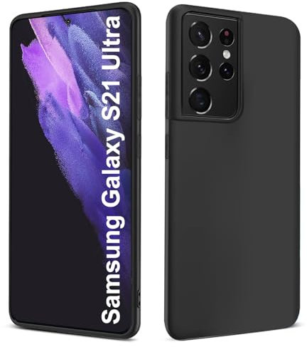 Elekpia Ultradünne Hülle für Samsung Galaxy S21 Ultra 5G, Matt Schwarz weiche Silikon Handyhülle mit hautschmeichelnder Griffigkeit | Stoßfeste Anti-Fingerprint Schutzhülle Case