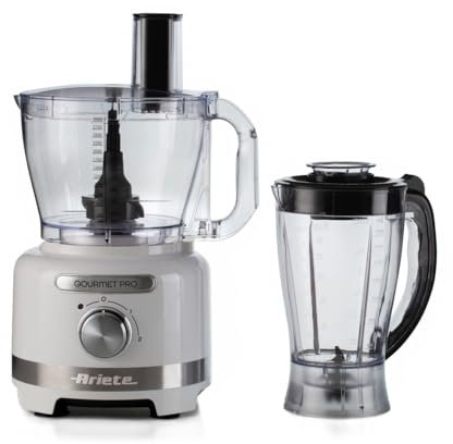 Ariete 1782 Gourmet Pro Moderna - Robot de cocina (3 L, batidora de 2 L, 2 velocidades + pulso, juego de cuchillos, disco de acero inoxidable, accesorios para exprimidor), color blanco