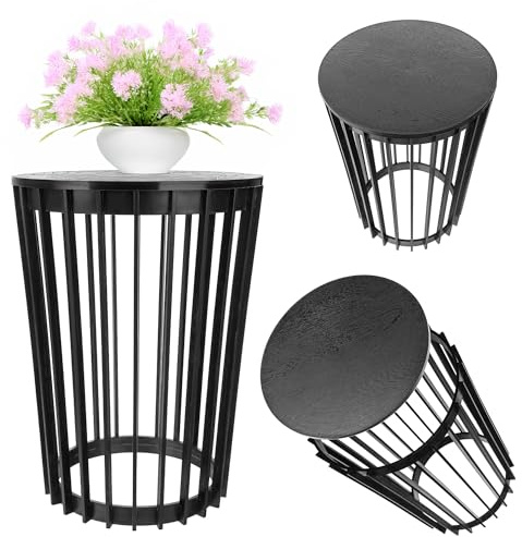 KADAX Blumentopfständer Aytre, Blumenständer aus Kunststoff, Pflanzenständer, Pflanzentisch, Blumentisch, Blumenhocker, Pflanzenhocker (Schwarz, 53.5cm)