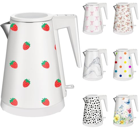 YENTEN One-Touch Electric Kettle, 1.2L Stainless Steel Personalization Kettle Electric with Auto Shut-Off, BPA-Free & Fast Boil Technology (Strawberry)