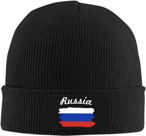 KWQDOZF Russland-Flaggen-Mütze, Herren-Wintermütze, Strickmütze, Damen-Soulchy, Schwarz