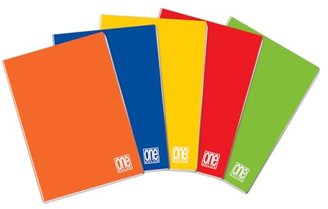 One Color - Set da 5 Maxi Quaderni A4 - Tinta Unita 1R Righe Senza Margine | Blasetti: carta FSC 80gr per scrittura fluida, copertina opaca resistente all'usura, colori assortiti brillanti.