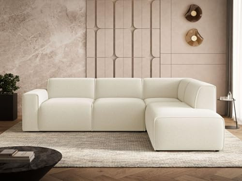 GRAINGOLD Eluno Ecksofa 292x220 cm, L-Form Sofa, Sofa für Wohnzimmer, Bouclé Stoff, 4-Sitzer Eckcouch, Modernes Design (Hellbeige, Rechts)