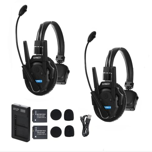 SYNCO Xtalk Xpro2 Intercom-Headset-System für 2 Personen, Kommunikations-Headset 2,4 GHz, 500 m Reichweite, Geräuschunterdrückung für Live-Shows, Bühnenauftritte & Filmaufnahmen