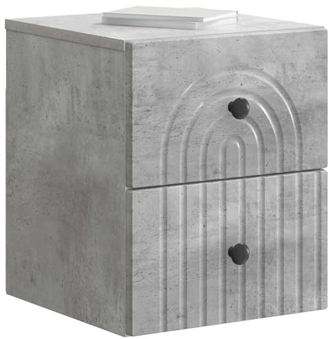 vidaXL Wandmontierter Nachttisch 2 pcs Betongrau 33 x 34,5 x 40 cm, Vintage Wohnzimmer, praktische Wand-Einheit, platzsparende Schlafzimmeraufbewahrung, kompakter Nachtschrank, Schrank für kleine Rä