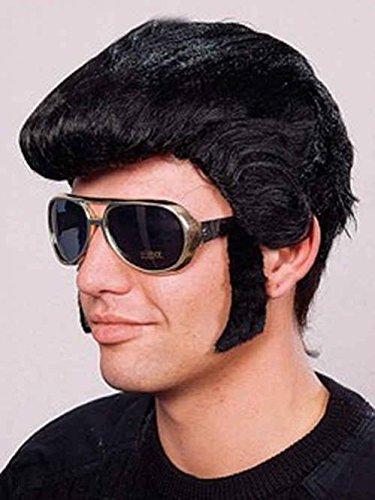 Orlob Rock'n'Roll Brille mit Koteletten, Gold, Vintage, Rockmusik
