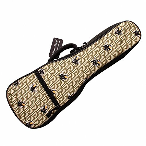 MUSIC FIRST Ukulele-Tasche aus Segeltuch im Vintage-Stil Fortune Cats (Maneki Neko), Ukulele-Tasche, Ukulelen-Gigbag (53,3 cm Sopran, Wahrs-Katzen)