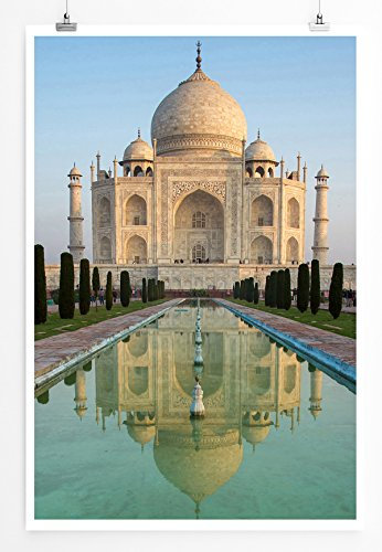 Sinus Art Kunst und Deko Poster - Architekturfotografie – Taj Mahal Mausoleum in Indien- Fotodruck in gestochen scharfer Qualität