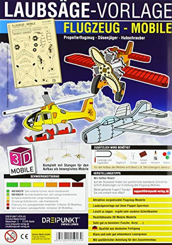 Laubsägevorlage Flugzeug (Mobile): Laubsägevorlage für ein Mobile mit 3 Flugzeugen