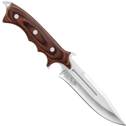 United Cutlery Hibben Legacy Combat Fighter II mit braunem Hartkolzgriff und brauner Lederscheide, GH5072