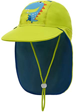 Foruhoo Baby Mütze UV-Schutz 50 mit Kordelzug for Jungen, Breite Krempe Sommerhut Sonnenhut (51cm / 18-36 Monate, Dinosaurier Grün)