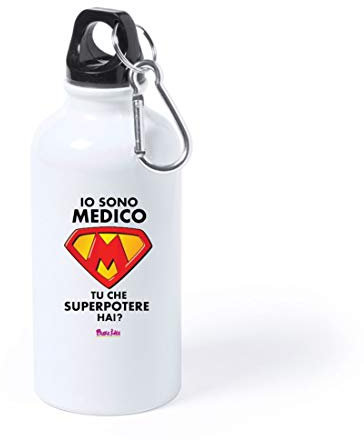 Regali Pazza idea Borraccia Alluminio 500 Ml - Decorata con Frase - Leggera e Resistente - Stile Moderno - Ideale per Coppie - Collezione Innamorati