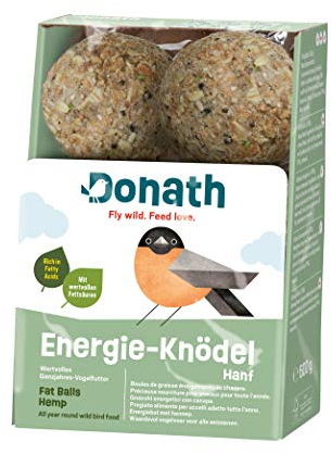 Donath Energie-Knödel Hanf ohne Netz - Meisenknödel ohne Netz -100g je Knödel - mit Einer Extraportion Hanfsamen - Ganzjahres Wildvogelfutter - aus unserer Manufaktur in Süddeutschland - 6er Karton
