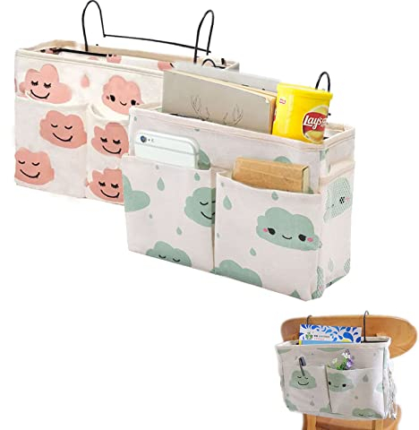 Betttaschen Hochbett, 2 Pcs Bett Organizer Zum Einhängen, Bettaufhänger Organizer, Nachttisch Tasche, Hängetasche Bett, Betttaschen Multifunktionale für Buch, Zeitschriften, Fernbedienung, Handy