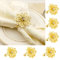 INCETUE 6 Stück Serviettenringe Gold, Metall Serviettenring mit Ausgehöhlten Blume, Vergoldeter Blumen Servietten Ringe Set mit Strasssteinen, Serviettenschnallen für Hochzeit Weihnachten Party