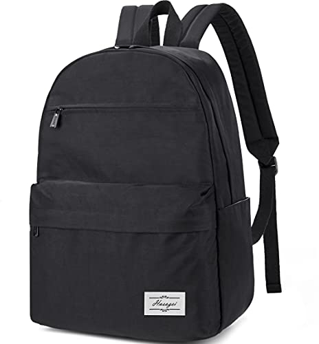 HASAGEI Mochila Escolares Unisex y de Clásica Ocio Impermeable Ligera y Resistente Mujeres del Ordenador Portátil Mochila Escolar Vuelta al Cole, Talla única, Negro