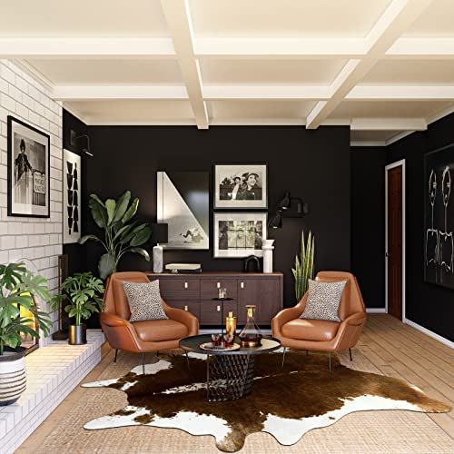 AROGAN Hochwertiger Kunst-Rindsleder-Teppich, 1,8 x 1,5 m, langlebig und groß, Kuh-Druck, geeignet für Schlafzimmer, Wohnzimmer, Westerndekoration, Kunstfell, Tier, Kuhhaut-Teppich, Browm