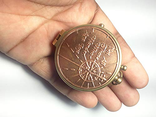 Vintage Star Messing-Sonnenuhr Kompass Navigation Marine Taschen-Sonnenuhr Handkompass 5,1 cm massives Messing Magntick-Kompass