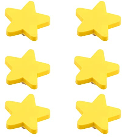 CcHhyyt Cartoon Form Weiche Gummi Knöpfe für Kinder Mädchen Jungen Schrankgriff Schubladen Knöpfe für Kinderzimmer Schränke 6 Stück (Gelb Stern)