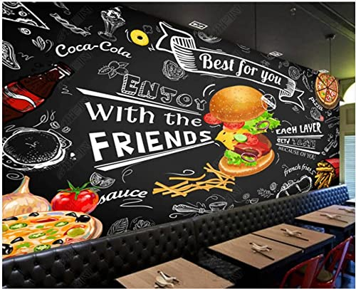 Frtmsticker Fototapete 3D Effekt Burger Pizza Letters Tapete Modern Vlies Hintergrundbild Fotografie Wandbilder Riesiges Bild Wohnzimmer Schlafzimmer Kinderzimmer Dekoration 400X280Cm