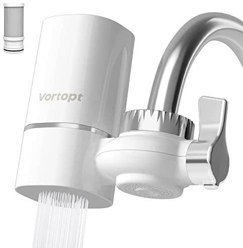 Vortopt Wasserfilter Wasserhahn, NSF Zertifiziertes Wasserhahnfilter, Leitungswasserfilter, Reduziert Blei, Flourid und Chlor – Passend für Standard-Wasserhähne, T1 (1 Filter Enthalten)