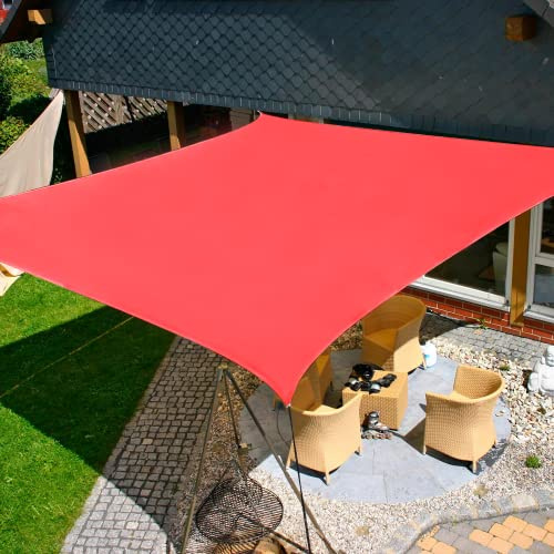 KANAGAWA Sonnensegel, 3 x 3 m, scharlachrot, rechteckig, UV-Block, Markise, Unterstand, Stoff, für Außenbereich, Terrasse, Garten, Hinterhof