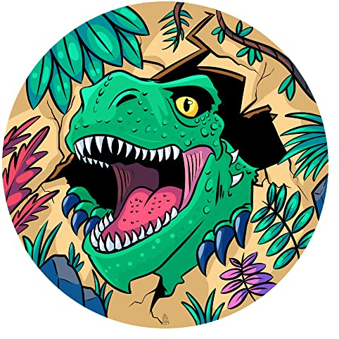 J&M DECO Tortenaufleger Dino – essbare Dinosaurier Tortendeko Ø 20 cm – farbenfrohes Tortenbild für Kindergeburtstag – gebrauchsfertig auf Zuckerpapier – Made in EU
