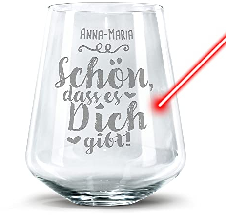 PR Print Royal Trinkglas mit Gravur - Schön, DASS es Dich gibt mit Name - Geschenk für Beste Freundin, Trinkglas graviert mit Name I Individuelle Gravur, 400 ml
