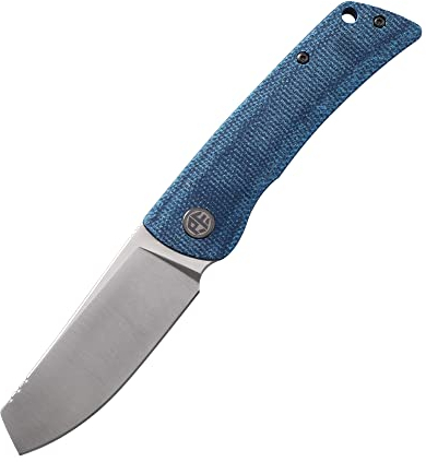 Petrified fish PFE05 Couteau Pliant, 3,15 inch K110 lame en acier, 3,31 OZ Micarta Poignée Poche EDC Couteau Pliant (Blue)