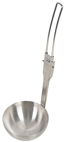 Mandeep Mestolo per zuppa pieghevole in acciaio inox - schiumarola da campeggio in acciaio inox | Cucchiaio da minestra di mestolo per olio pieghevole portatile per il campeggio di viaggio, picnic