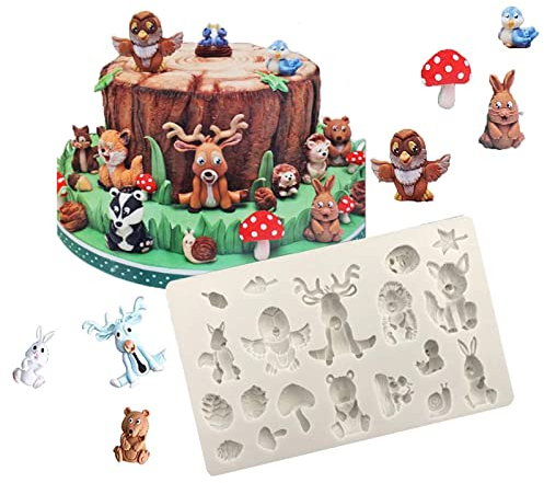 Fondant Animales del Bosque Moldes, Moldes para Fondant Animales, Silicona Animales del Bosque Moldes, 3D Animales Moldes de Silicona, para decoración de tartas, chocolate, manualidades