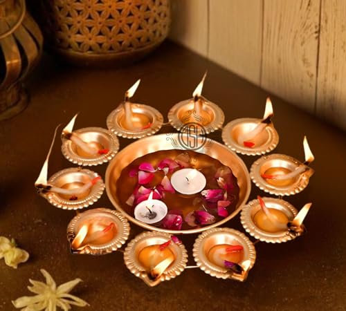 DSH Decorative Urli Bowl for Flowers and Tea Light Candles(10 Inch) Festival Decoration Traditional Urli Bowl .(Diya urli 10k)