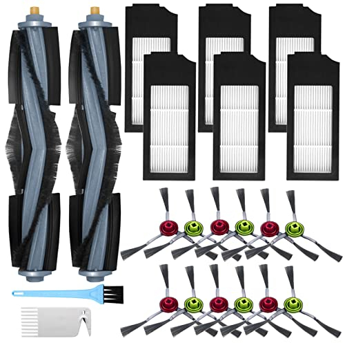 AiLomey Accessoires pour Ecovacs Deebot X1 Omni / X1 e Omni / X1 Turbo / X1 / X1 Plus Aspirateur, 2 Brosse Principale, 12 Brosses Latérales, 6 Filtres, 2 Brosse de Nettoyage