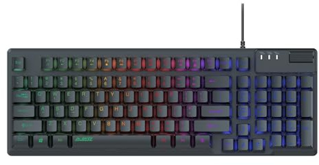 AF981 Wired 99Keys Computer Keyboard, Quite Brown Mechanical Feeling Membrane Gaming Keyboard, Colorful Backlit, Volume Scroll Wheel for PC Laptop, Black