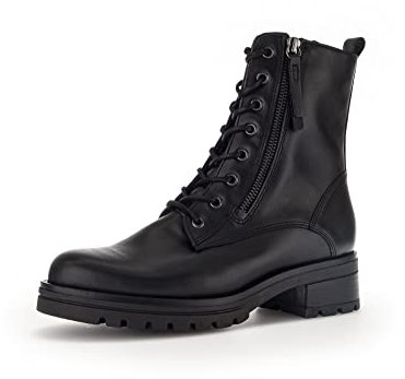 Gabor Damen Combat Boots, Frauen Stiefeletten,Wechselfußbett,Moderate Mehrweite (G),uebergangsschuhe,schwarz (Flau/CDF),42.5 EU / 8.5 UK