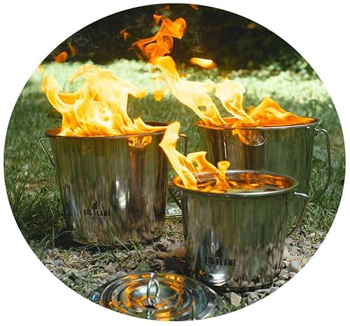 Topkapi Terrassenfeuer Big Flame 3 Liter │ Fabelhaft für Balkon, Terrasse, Garten, Camping │ Outdoor Edelstahl Feuereimer │ Nachhaltig, Wiederauffüllbar │ 6-8 h Brenndauer │ Wundervolles Flammenspiel